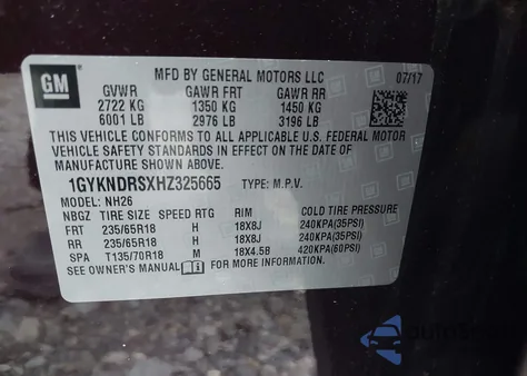 2017 Cadillac Xt5 Luxury z USA, uszkodzony, nr VIN 1GYKNDRSXHZ325665